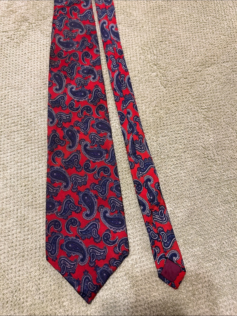 Bert Pulitzer Paisley Silk Tie in Red and Navy - Classic Formal Accessor